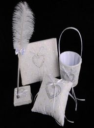 Wedding Guest Book Pen Set Ring Pillow Girl Flower Basket Four Pieces Set Wedding Decoration Wedding Ornaments Accessories8441739