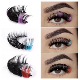 Colorful False Eyelashes Two-colorDurl Fuax Mink Lashes Thick Dramatic 3D Mink Colored Eye Lash for Cosplay Party Eyes Makeup Extension8628768