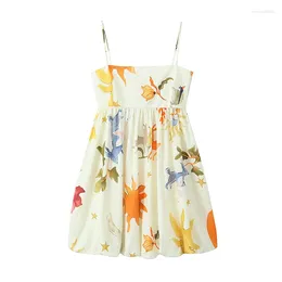 Casual Dresses YENKYE Women Sexy Spaghetti Strap Floral Print Mini Dress Female Holiday Summer Loose Short Vestidos