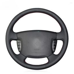 Steering Wheel Covers Black PU Faux Leather Hand-stitched No-slip Comfortable Car Cover For Ssangyong Actyon 2005-2014 Kyron 2005-2007