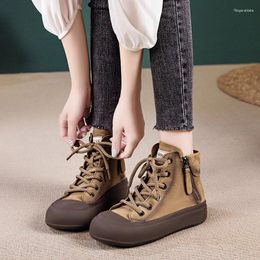 Boots 3.5cm Retro Sewing Natural Genuine Leather Autumn Flats British Spring Wedge Comfy Ankle Booties Platform Women Designer Shoes