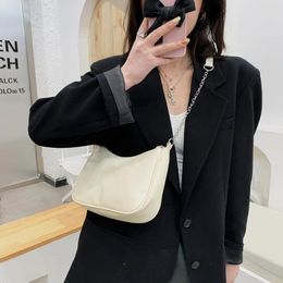 Shoulder Bags 2024 Fashion Women Pure Color PU Chain Underarm Hobos Bag Small Purse Female Retro Daily Totes Lady Elegant Handbags