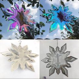 Decorative Figurines Foldable Wind Chime Bird Scarer Snowflake 3D Rotating Catcher Pendant Large Metal Hanging Decor Outdoor Ornament