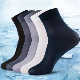 Men's Socks 40pcs Breathable For Men Summer Ultra-thin Stripe Ice Silk Cool Antibacterial Business Bamboo Fiber Long