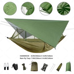 Anti Outdoor Camping Hammock With Mosquito Net And Rain Tent Equipment Supplies Shelters Camp Bed Survival Portable Hammock 240417