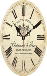 Shabby Retro NonTicking Silent Quiet Vintage Wooden Clock Roman Numeral Clocks For Walls French Style Du Pape Wall Watch Clock3013124