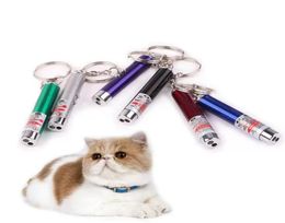 Mini Cat Red Laser Pointer Pen Funny LED Light Pet Cat Toys Keychain 2 In1 Tease Cats Pen9658504