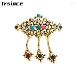 Brooches Medieval Baroque Gold Color Pendant Brooch Women's Vintage Trendy Fringed Flowers Men Court Retro Corsage