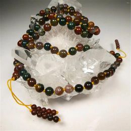 Pendants 8mm Bloodstone India Agate 108 Beads Gemstone Mala Necklace Prayer Energy Blessing Lucky Religious Chakra Buddhism Healing