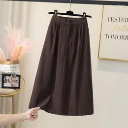 Skirts Corduroy Half Skirt Autumn And Winter Women Mid Length A-line 2024 Umbrella High Waist Slim Solid Female