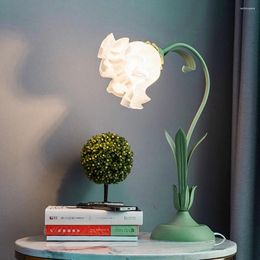 Table Lamps Retro Atmosphere Light Acrylic Flower LED Desk Lamp Eye Protection French Rural Plant For Home Living Room