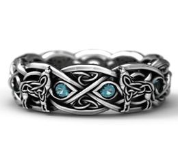 925 Sterling Silver Celtic Wolf Ring With Topaz Fashion Viking Wolf Stainless Steel Wedding Band Engagement Jewellery size 6131294011