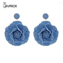 Dangle Earrings Handmade Flower Drop Denims Floral Exaggerate For Women Girls