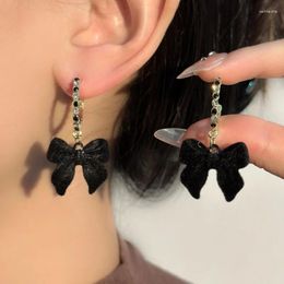 Dangle Earrings Korean Version Of The Romantic Flocking Bow Sweet Temperament Fashion Daily Match Female