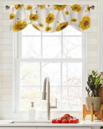 Curtain Sunflower Bee Oil Painting Window Living Room Kitchen Cabinet Tie-up Valance Rod Pocket
