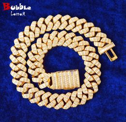 Bubble Letter 20MM Cuban Link Chain Men Necklace Real Gold Plated Chains Baguette Hip Hop Jewellery Christmas Gift3323765