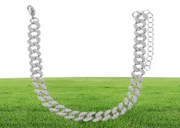 Women Anklets 8MM Iced Out Bling Cz Miami Cuban Link Chain Rose Gold Pink Silver Colour Hip Hop Fashion Jewellery 220704208i7131479