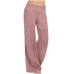 Women's Pants Solid Wide Leg Casual Straight High Waist Stretch Elegant Woman Youthful Clothes Sweatpants