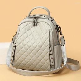 School Bags 2024 Fashion Genuine Leather Women Backpacks Female Real Natural Lingge Girl Student Casual Backpack