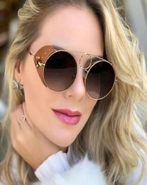 Fashion Vintage SteamPunk Punk Style Metal Circle Sunglasses Leather Side Shield Brand Design Sun Glasses Oculos De Sol4245856