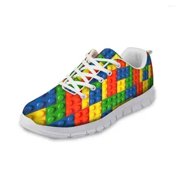 Casual Shoes Colourful Bricks Pattern Women Sneakers Woman Flats Slip On Ladies Walking Female Jogging Running