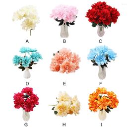 Decorative Flowers 6 Head Dahlia Artificial Fake Floral Wedding Bouquet Glorious Decal Home Decoration