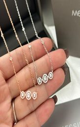 Luxury Designer Pendant Necklace Sterling Silver Three Round Zircon Charm Short Chain Choker Collar For Women Jewelry Party Gift V8994199