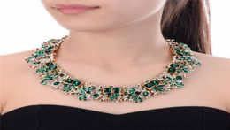 JEROLLIN 3 Colors Rhinestone Flower Necklaces Women Fashion Crystal Jewelry Charm Choker Statement Bib Collar Necklace6400062