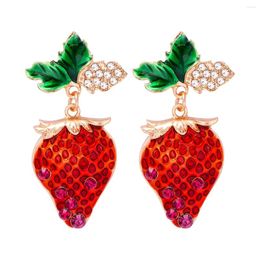 Dangle Earrings JURAN Creative Design Cute Strawberry Luxury Shiny Crystal For Women Girls Fashion Jewelry Wholesale 2024