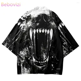 Ethnic Clothing 3D Vicious Dog Print Kimono Streetwear Men Women Japanese Cardigan Haori Robes 2024 Summer Tops