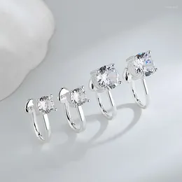 Backs Earrings 4mm/6mm Round CZ Clip On Non-pierced Stud For Women Girl