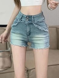 Women's Jeans Retro Distressed Burr Edge Denim Slim Fit Pants 2024 Summer Fashionable Clothing