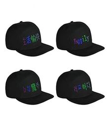 Multilanguage LED Colour Smart Cap Mobile Phone APP Controlled LED Display Hat Bluetooth Adjustable Flat Peak Cool Hat for Party C7838864