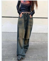 Women's Jeans Stylewomen's Jeanshigh Street Vintage Torn Spring/Summer 2024 Ins Personalized Belt Buckle Pants