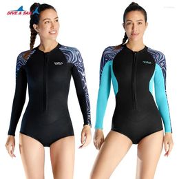 Women's Swimwear 2MM Warm Diving Suit Jumpsuit Long Sleeved Shorts