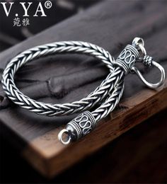 V.ya 4mm 5mm Thai Silver Male Bracelets 100% 925 Sterling Silver Chain Bracelet For Men Vintage Style Fine Jewelry J1907226916383