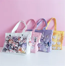 Shoulder Bags Japanese-style ITA Bag Transparent Single-sided Canvas Animation Peripherals Handbag Women High Capacity