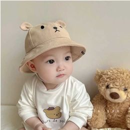 Caps Hats Baby Bucket Hat for Boy 1-4Y Cute Bear Baby Fisherman Cap With Ears Solid Cotton Casual Sun Hat Outdoor Summer Child Panama Cap