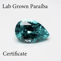 Loose Gemstones Lab Grown Sapphire Paraiba Pear Shape VVS1 Charms Diy Gemstone Beads For Jewellery Making Selectable AGL Certificate