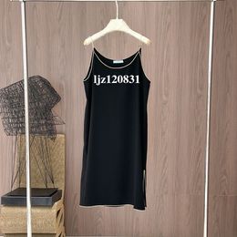 2024SS New Classic Triangle Panel Gold Edge Women's Sexy Sling Dress Women's High Split Dress dresses sweater dress black dress women designer dress beach dress5390 S-L