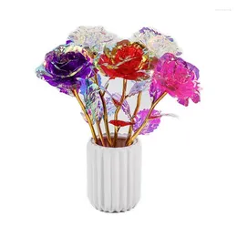 Decorative Flowers Crystal Gold Foil Simulation Rose Bouquet Furniture Living Room Decoration Valentine's Day Gift Wedding Po Props