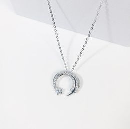 Chokers Moon Star 925 Sterling Silver Meteor Garden Slip Falling MicroInlaid Clavicle Chain Temperament Female Necklace SNE2955556547