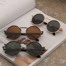 Sunglasses Vintage Punk Style Sunglasses Men Retro Round Metal Frame Women Sun Glasses Fashion Eyewear Gafas sol mujer UV400 d240429