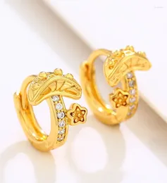 Hoop Earrings Cute Gold Colour Mushroom Shape For Women Cubic Zircon Design Engagement Jewellery Accessories Gift