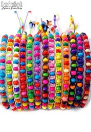 10pcs lot Colorful Wood Beads Weave Rope String Children Girl Friendship Bracelets Handmade Charm Strand Bangle Beach Jewelry Bead6276494