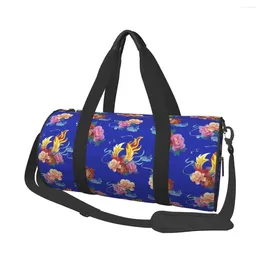 Outdoor Bags Gym Bag Northeast Big Flower Sports With Shoes Blue Rose Male Female Oxford Custom Handbag Colorful Training Fitness