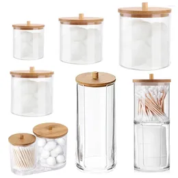 Storage Boxes Acrylic Box With Lid Qtip Holder Dispenser Clear Plastic Jar Makeup Organiser Bathroom Canister Organisation