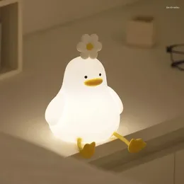 Night Lights Cute Duck Led Light USB Rechargeable Ambient Silicone Lamp Touch Switch Children's Room Decoration Birthday Gift