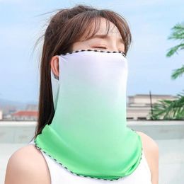 Scarves With Neck Flap Face Gini Mask Anti-UV Sunscreen Veil Silk Women Neckline Driving Summer