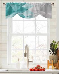 Curtain Abstract Gradient Blue Green Gray Triangle Window Living Room Kitchen Cabinet Tie-up Valance Rod Pocket